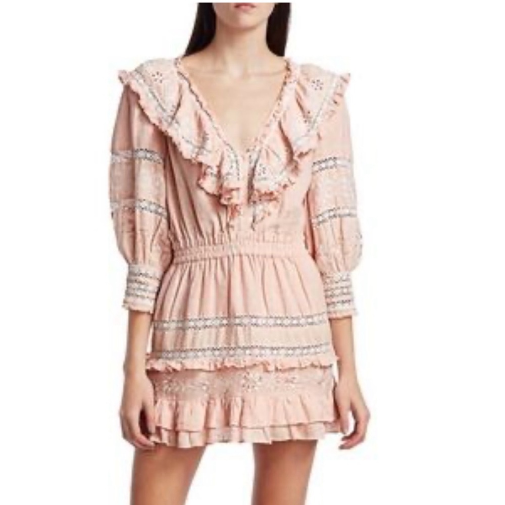 Chic Pink Lace Dress with Ruffles